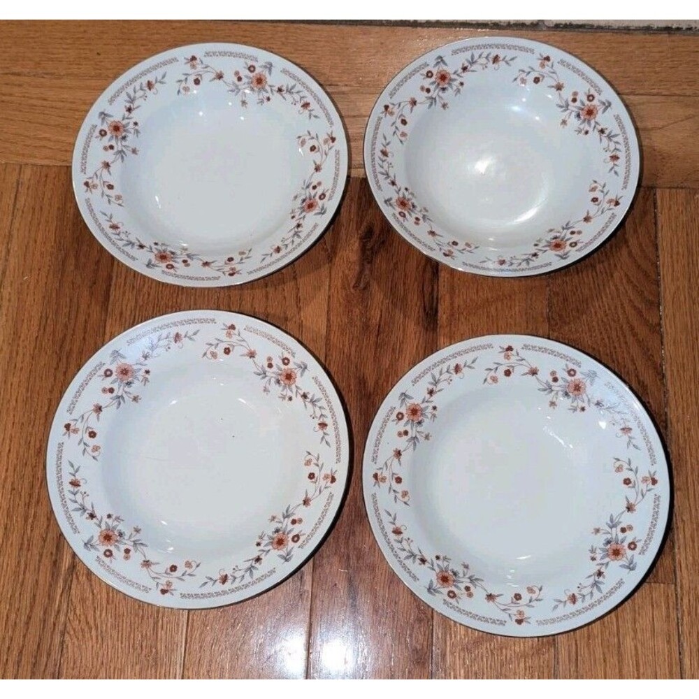 Dynasty Vintage Floral Bowl Set Cottagecore Red Blue Fine China Set‎ of 4